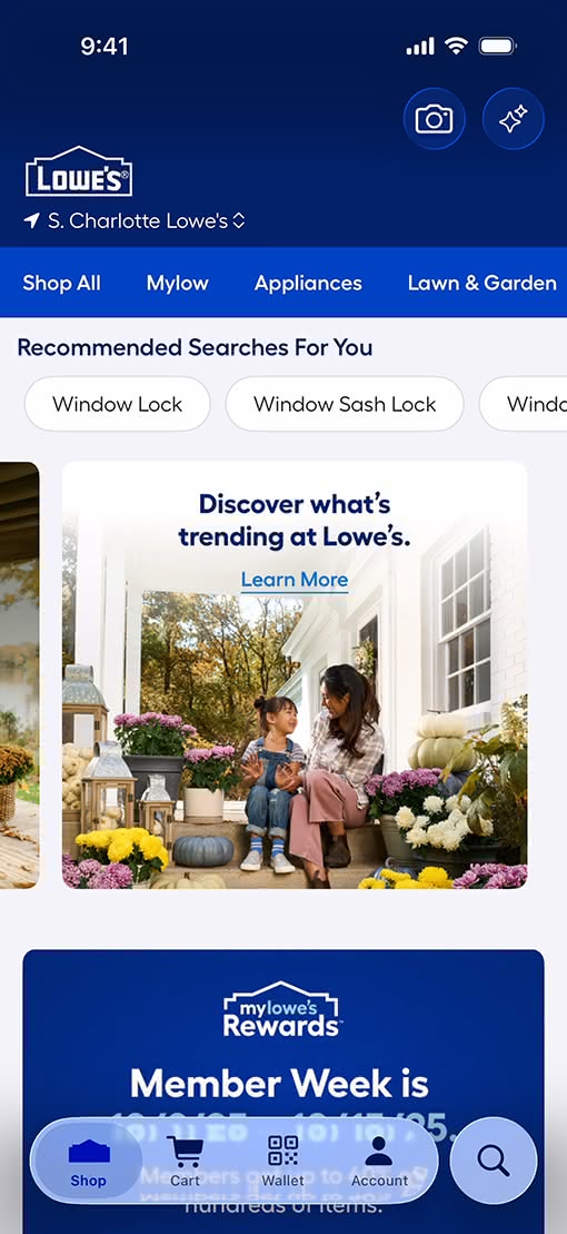 Lowe’s app with Liquid Glass design